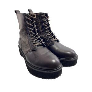 DKNY Roselyn Brown Leather Platform Lace Up Combat Boots Women’s Sz 8M